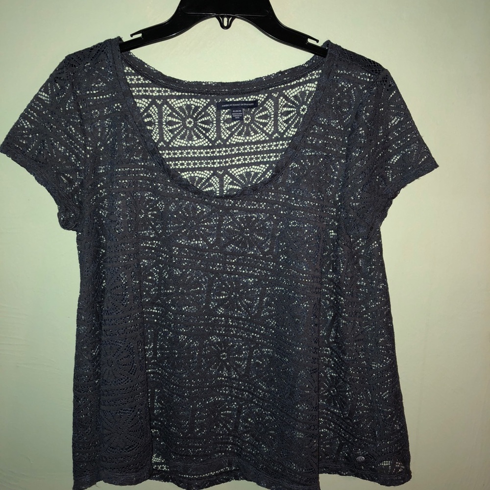 Gray Crocheted Top